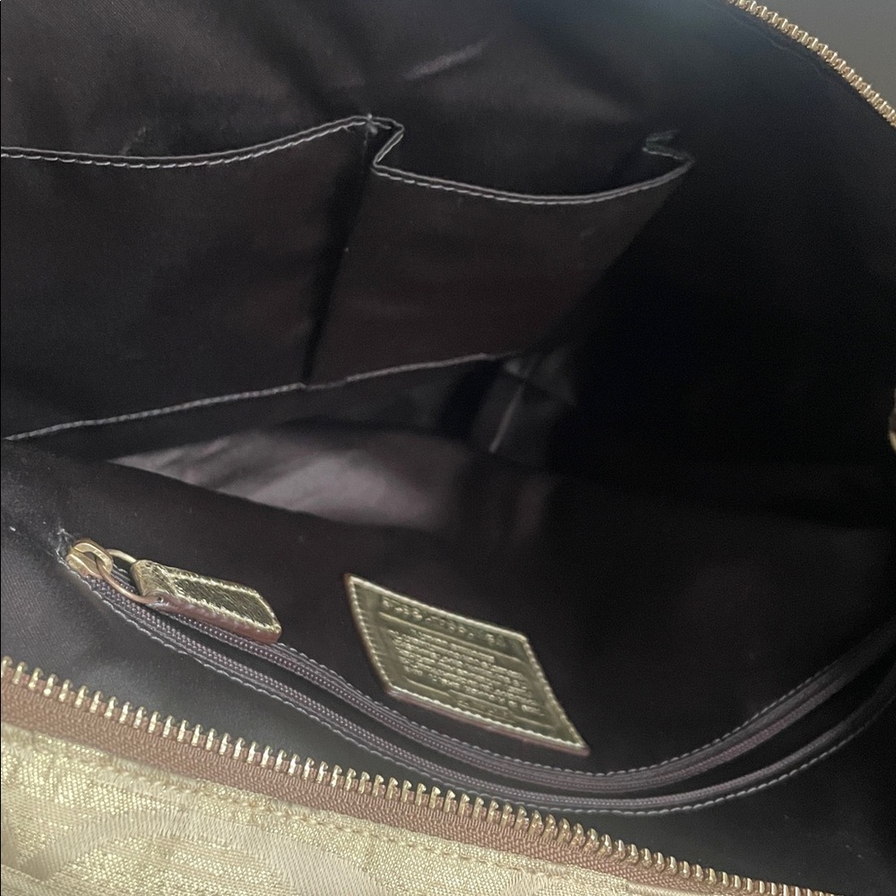 Coach Poppy Gold Signature Tote Bag  14 in W 12 1/2 in L - Picture 17 of 17